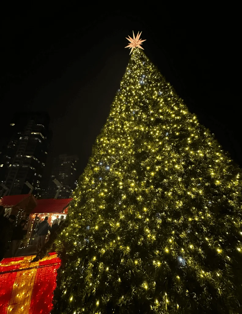Large tree at Vancouver Christmas Markets