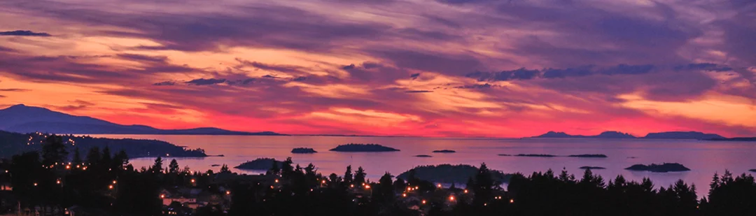 An Island coastal outlook at sunset from the North Nanaimo guide