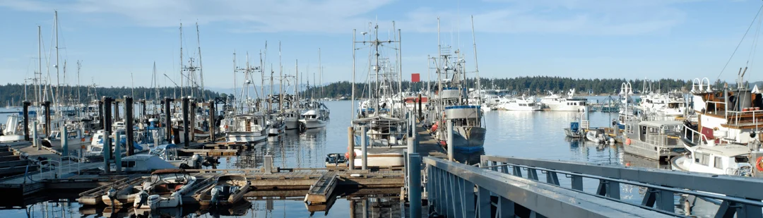Boats and docks on Nanaimo’s downtown waterfront, from the Old City guide
