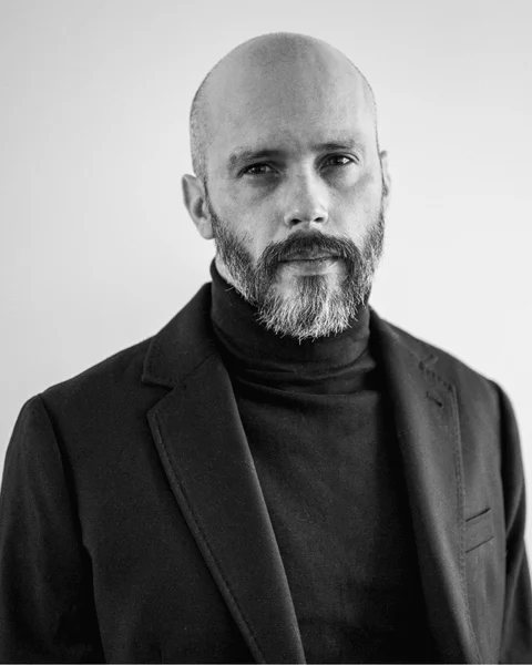 Black-and-white portrait of Alex
