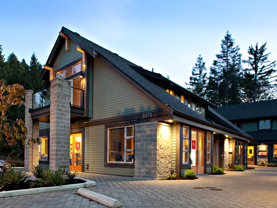 The Gillette & Associates office at 101-5275 Rutherford Road, Nanaimo, at dusk